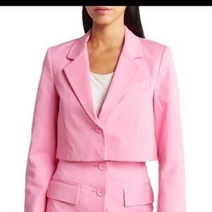 Derek Lam 10 Crosby cropped single breasted blazer pink size M barbiecore